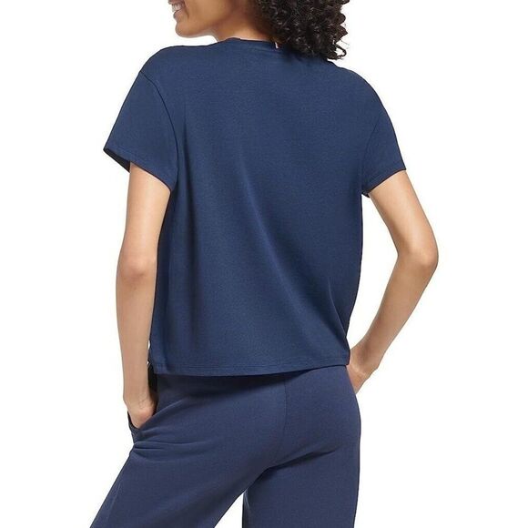 Tommy Hilfiger Womens Short Sleeve Printed Chest Graphic Navy Blue T-Shi… - Picture 2 of 5